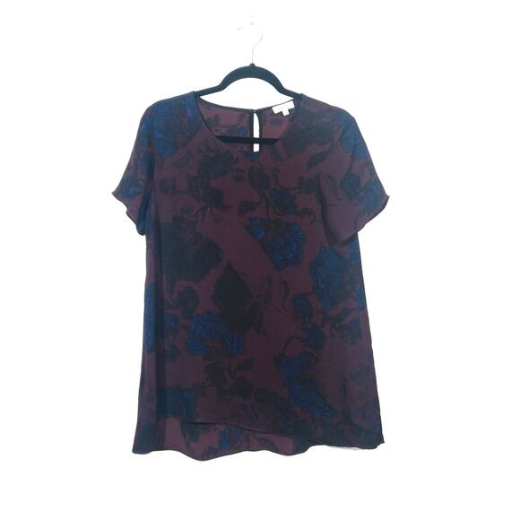 Aritzia Wilfred Maroon Floral 100% Silk Blouse Size Small - Picture 1 of 5